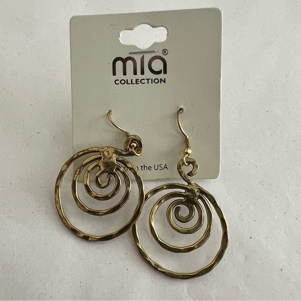 Mia Collection Gold Colored Hammered Coil Earrings